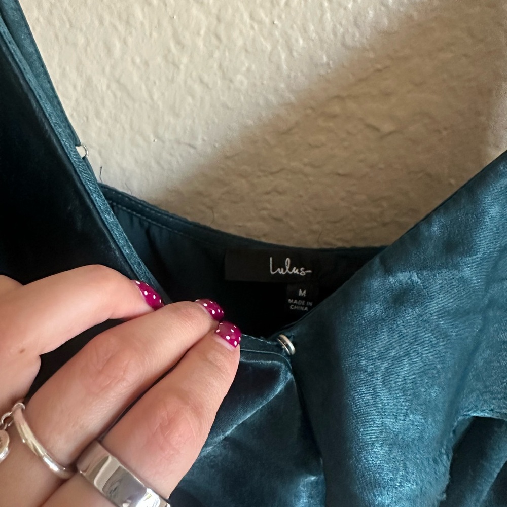 Lulu's Emerald Green Ruffle Cold-Shoulder Maxi Dress - Picture 7 of 15